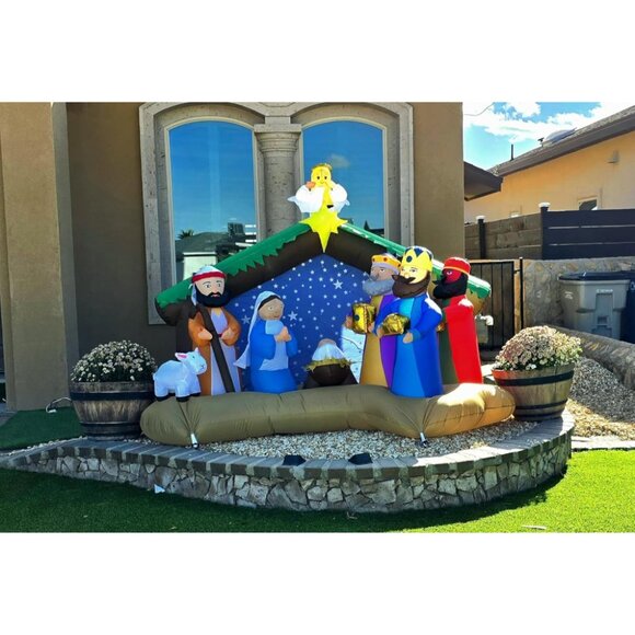 🆕8 FT Christmas Inflatables Nativity 1 Sets Blow Up Yard Outdoor Decorations - Picture 1 of 10